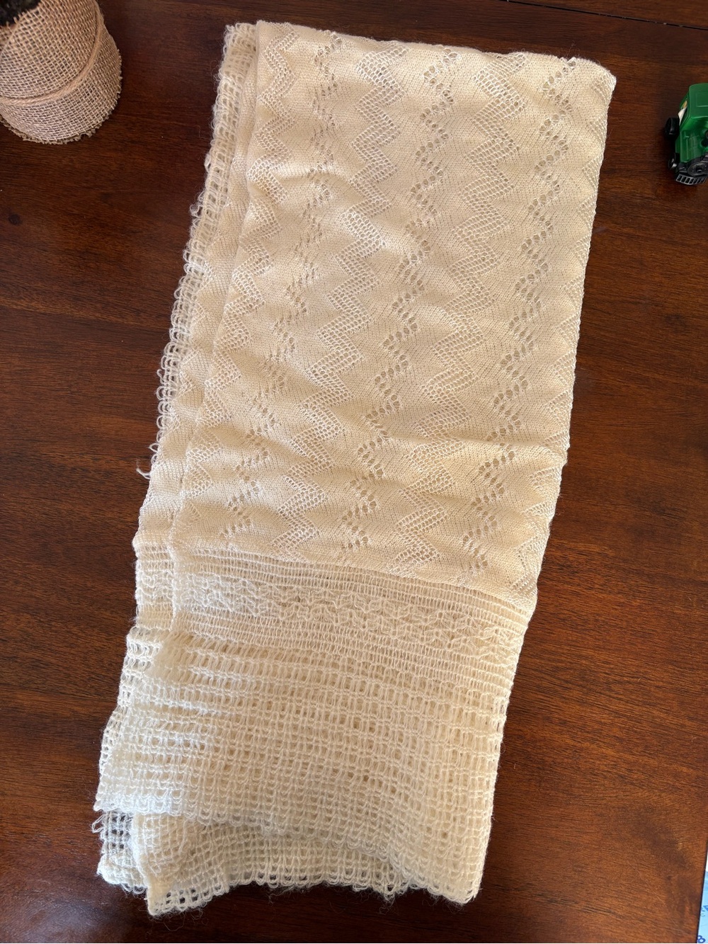 Exquisite Heirloom vintage Hand-knitted Lace Baby Blanket / Christening Shawl.